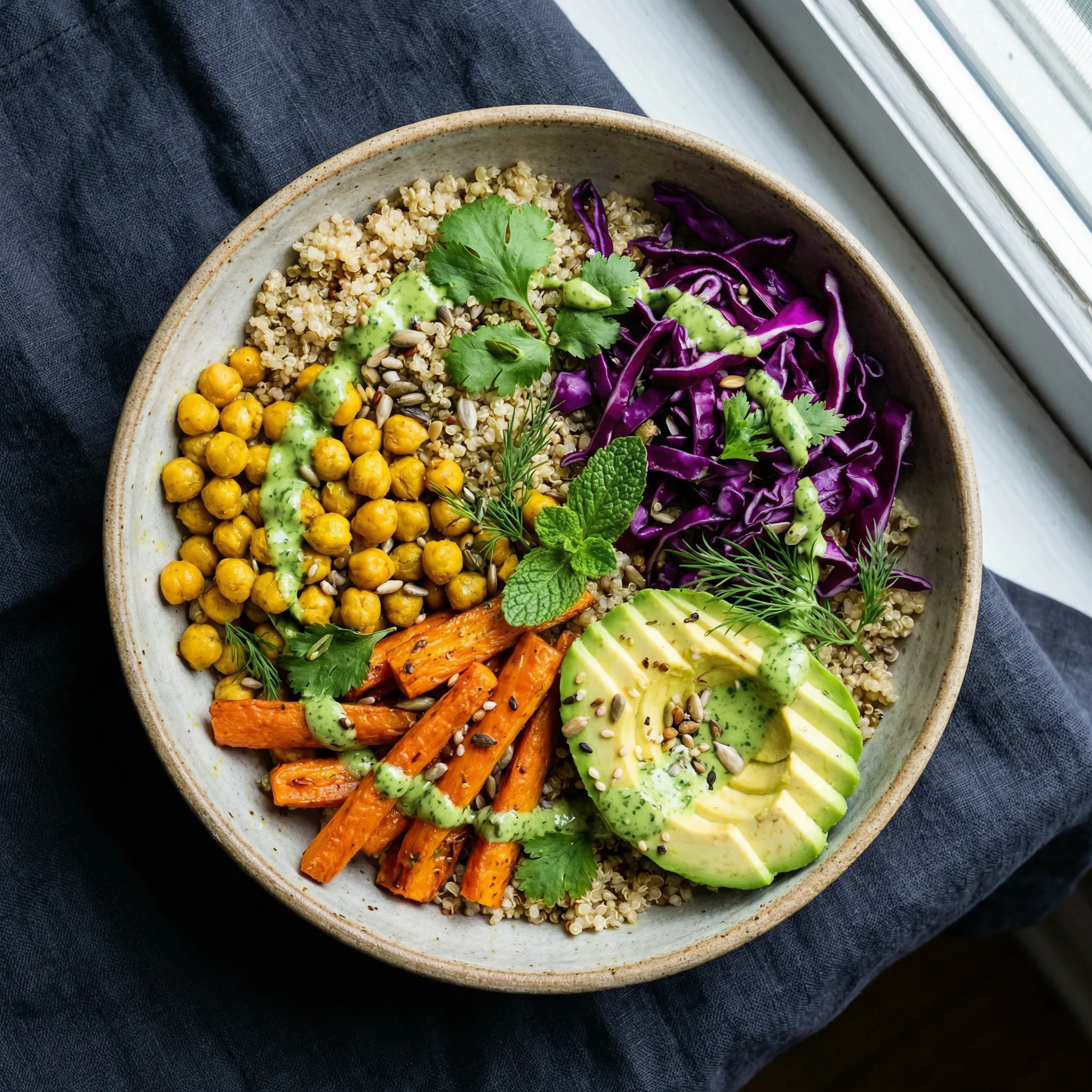 Rainbow plant-based grain bowl